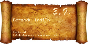 Borsody Irén névjegykártya