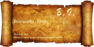Borsody Irén névjegykártya